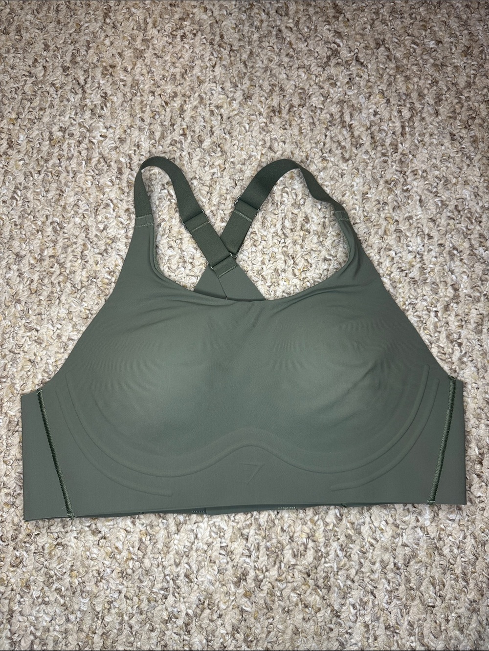 Gymshark CROSS BACK SPORTS BRA Olive Green Padded SOLD OUT M